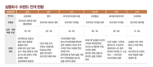 제화 2020 플랜...금강 탠디 소다 미소페 세라 고세<br>2030 겨냥 ‘뉴Biz’ 찾은 살롱화 6! 3210-Image