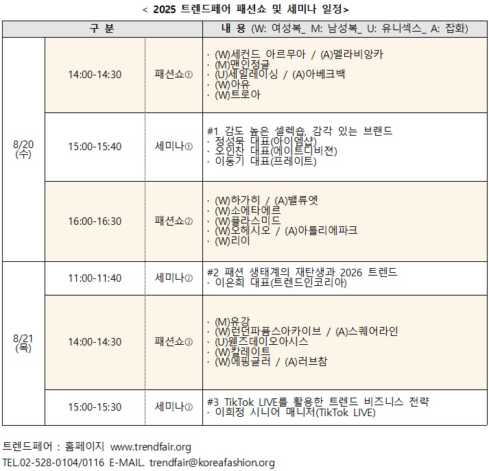 한국패션협회, ‘2025 트렌드페어’ 20일 코엑스 더플라츠 개막 2560-Image