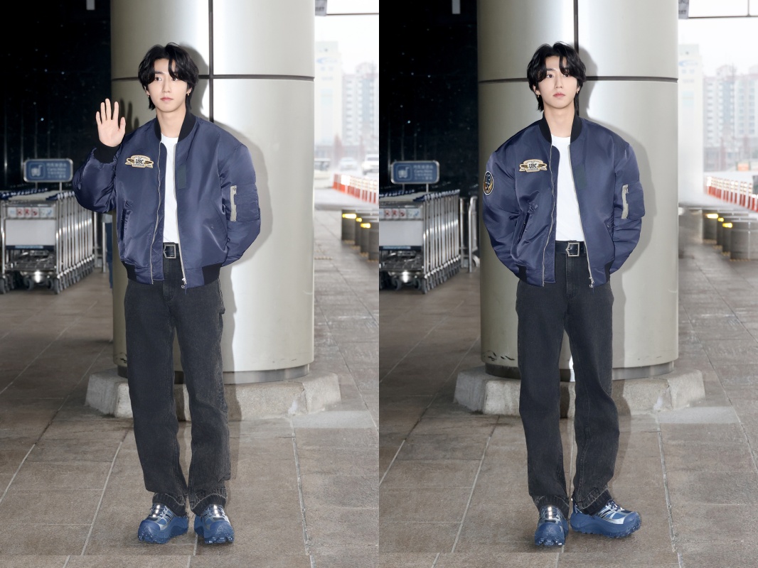 [공항패션] 스트레이키즈 한, 겨울의 블루 스포티 룩 28-Image