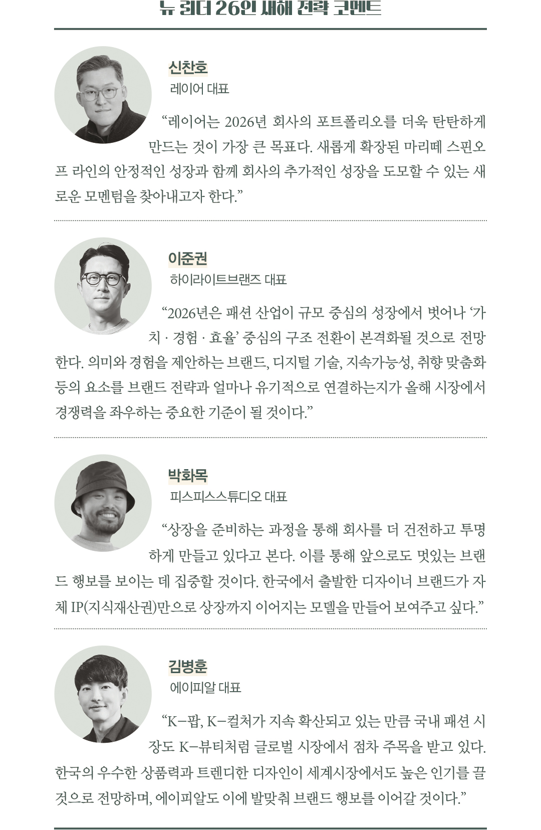 “2026년 새 시대 연다” 패션 마켓 뉴 리더 26人 29098-Image