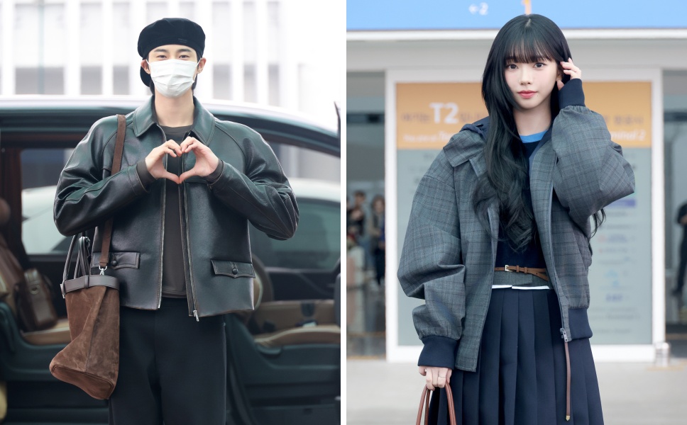 [공항패션] 변우석·카리나, 프라다 캐주얼룩 선봬…
