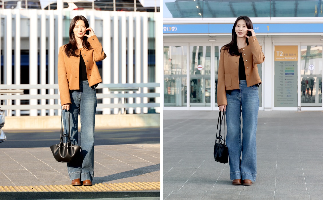 [공항패션] 배우 이주빈, 세련된 스웨이드 재킷 코디 929-Image