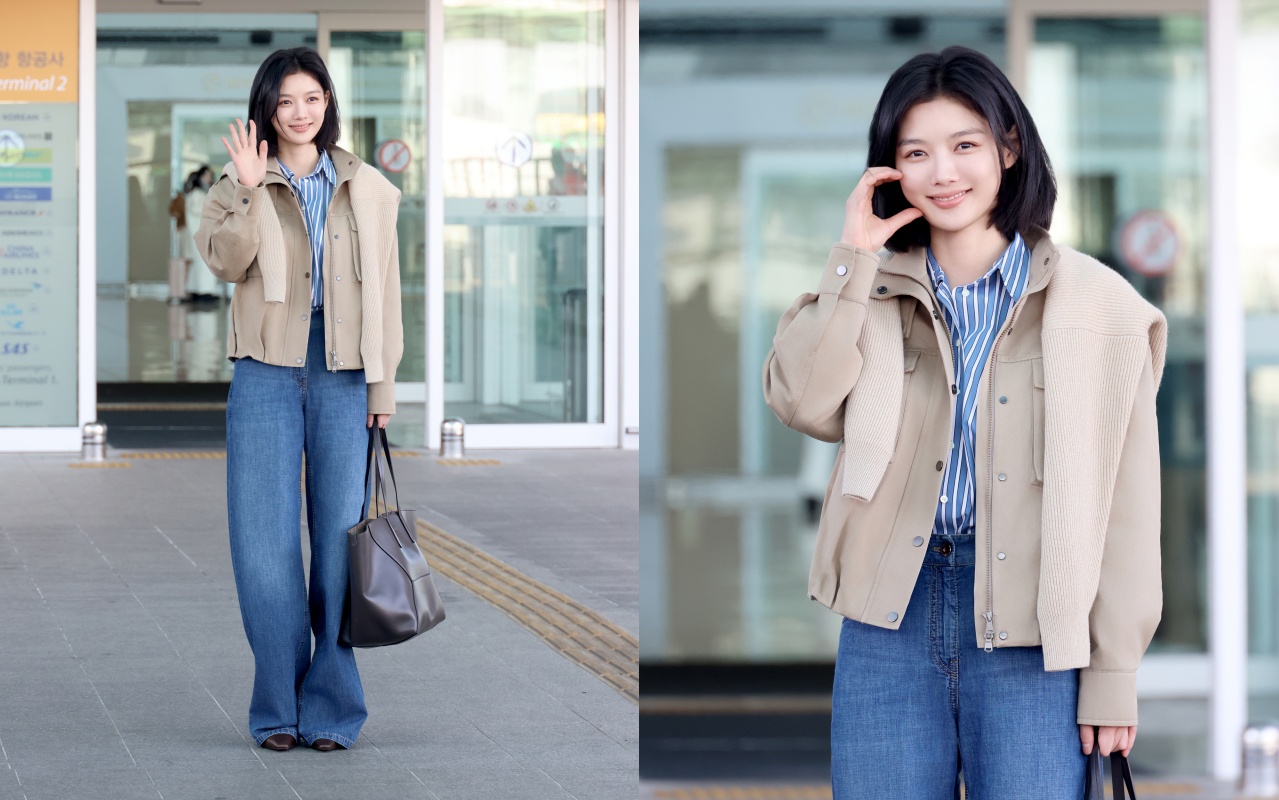 [공항패션] 배우 김유정, 봄 분위기 전하는 레이어드 28-Image