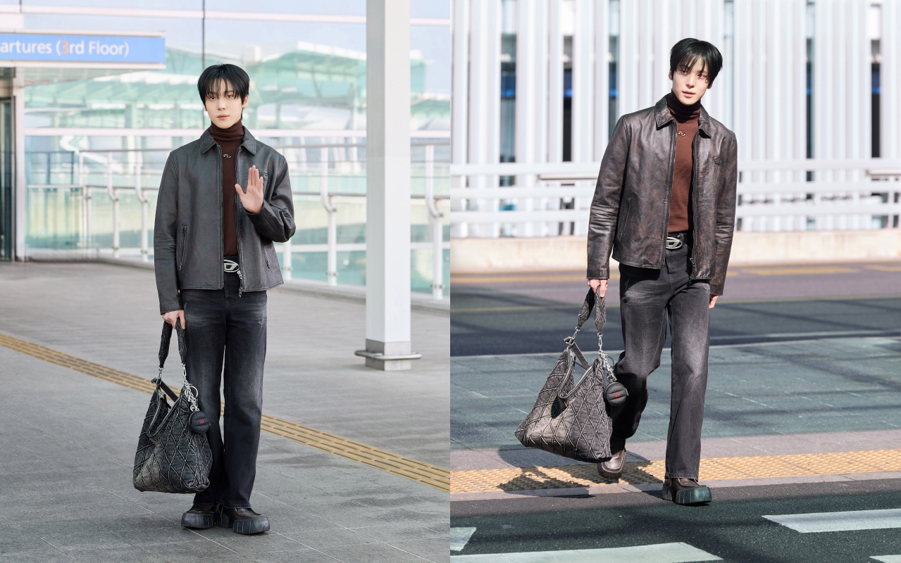 [공항패션] 에이티즈 윤호 '쇠맛' 가득한 레더 룩 28-Image